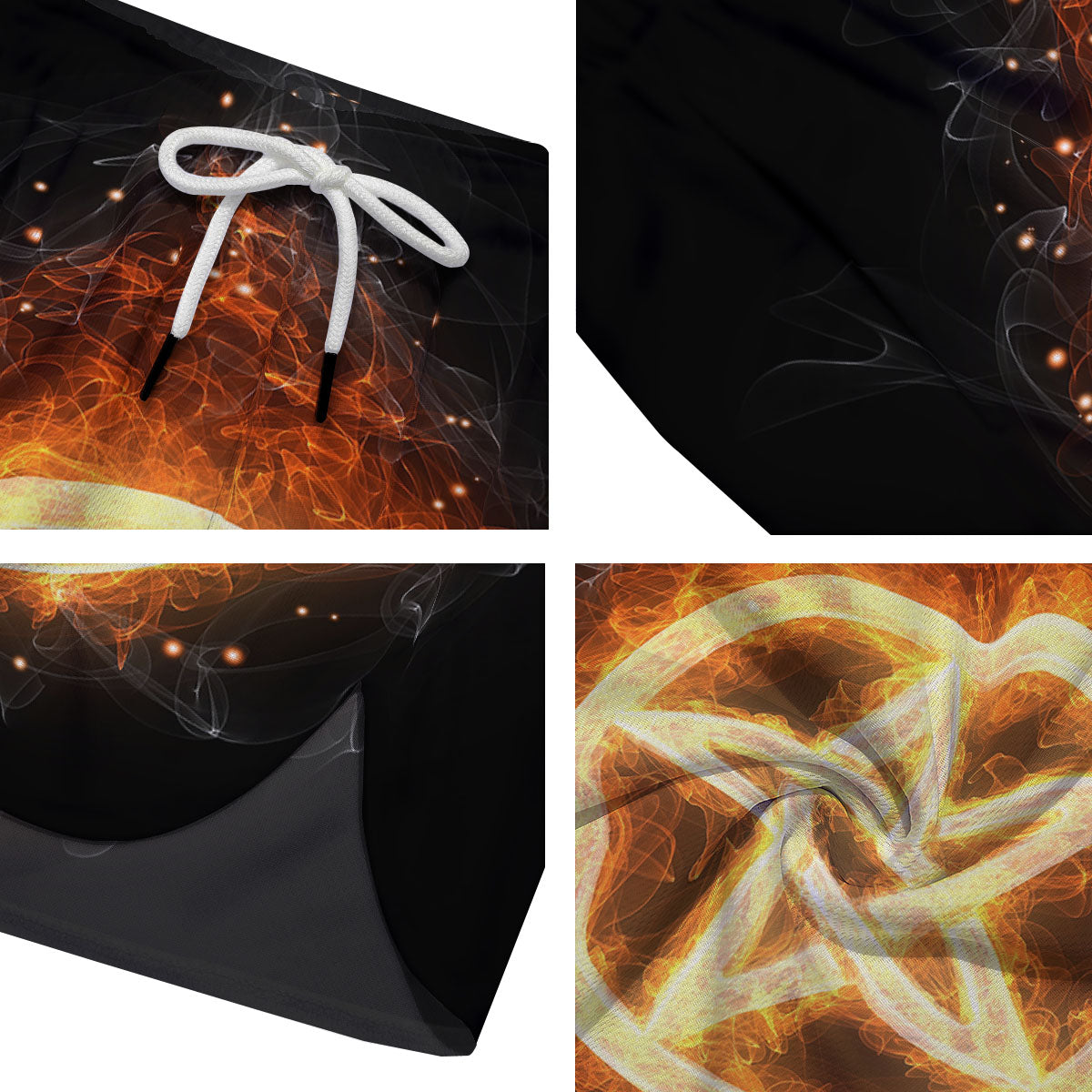 Pentagram Flame Print Men's Running Shorts-grizzshop