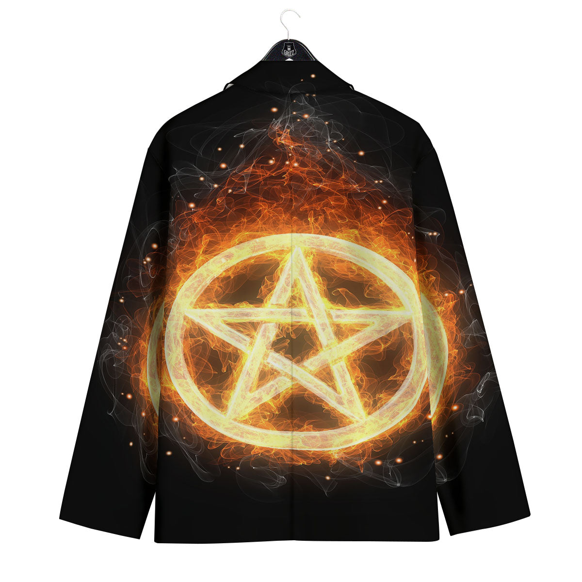 Pentagram Flame Print Men's Sport Coat-grizzshop