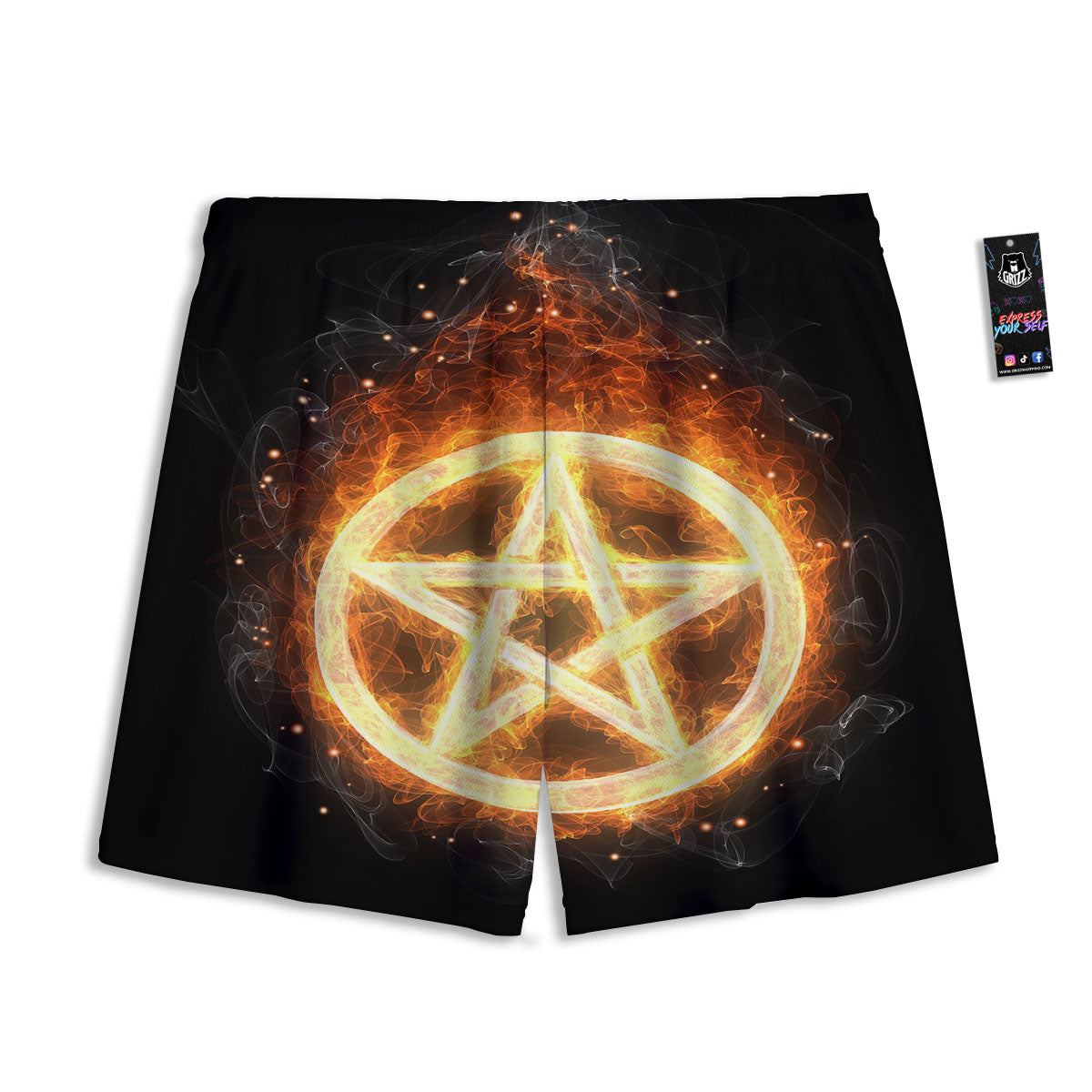 Pentagram Flame Print Mesh Shorts