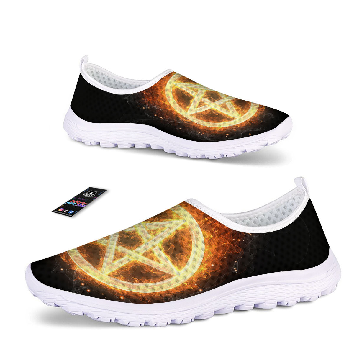 Pentagram Flame Print Nurse Shoes-grizzshop