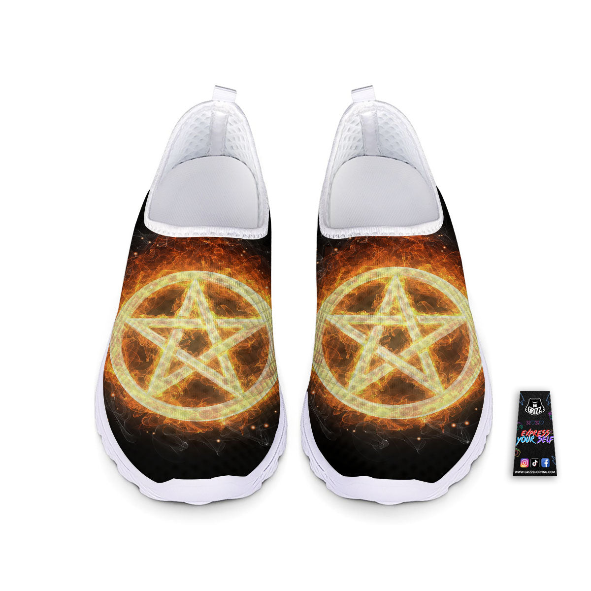 Pentagram Flame Print Nurse Shoes-grizzshop