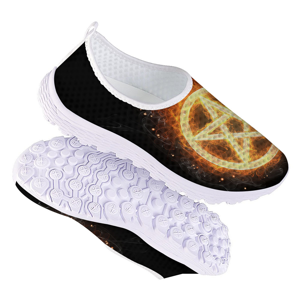Pentagram Flame Print Nurse Shoes-grizzshop