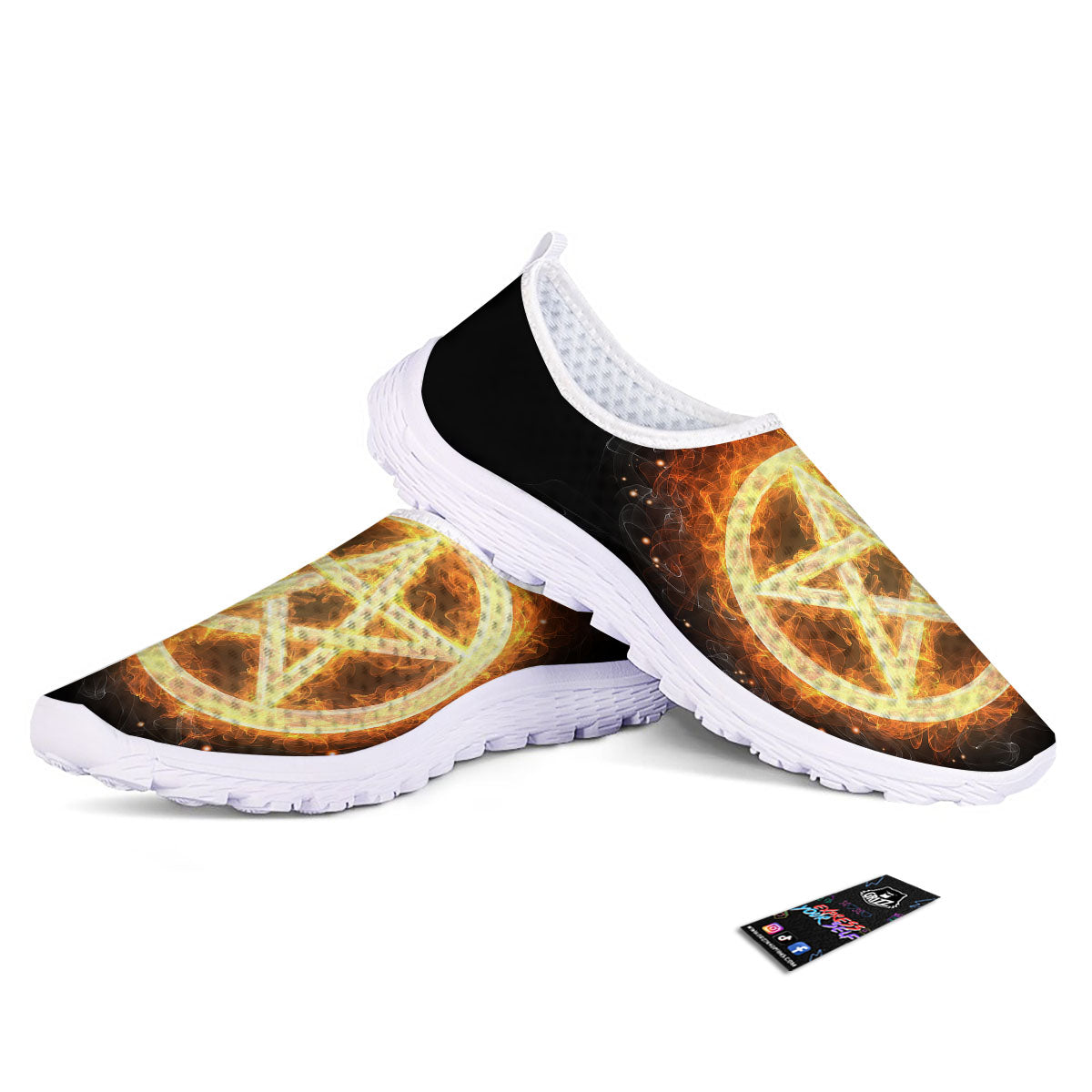 Pentagram Flame Print Nurse Shoes-grizzshop