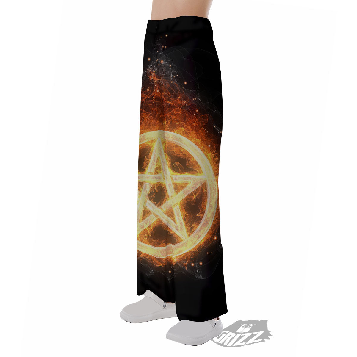 Pentagram Flame Print Pajama Pants-grizzshop
