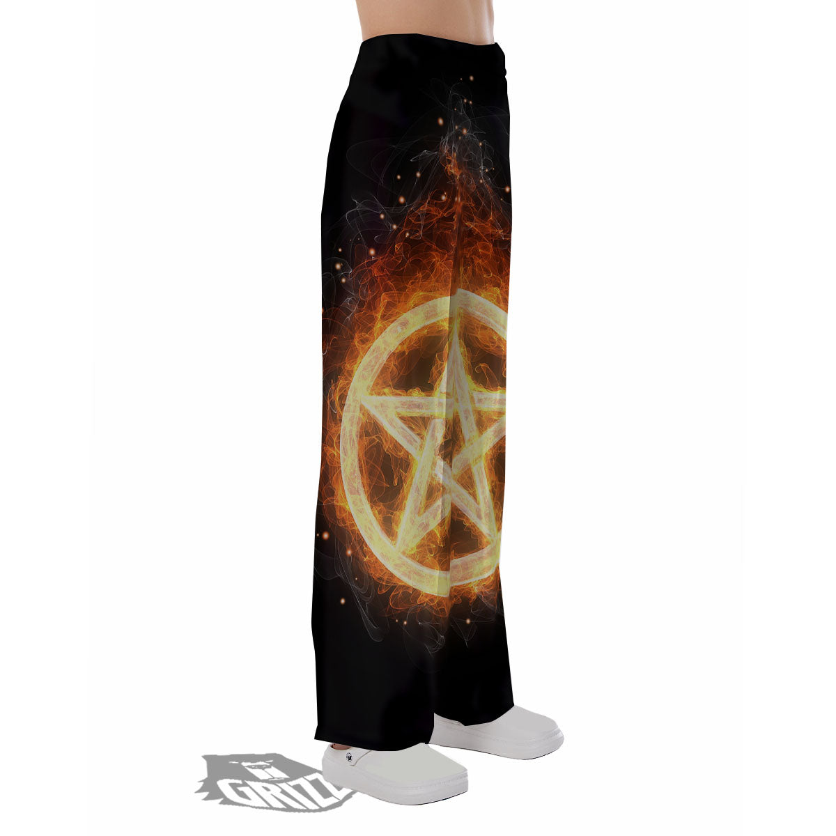 Pentagram Flame Print Pajama Pants-grizzshop