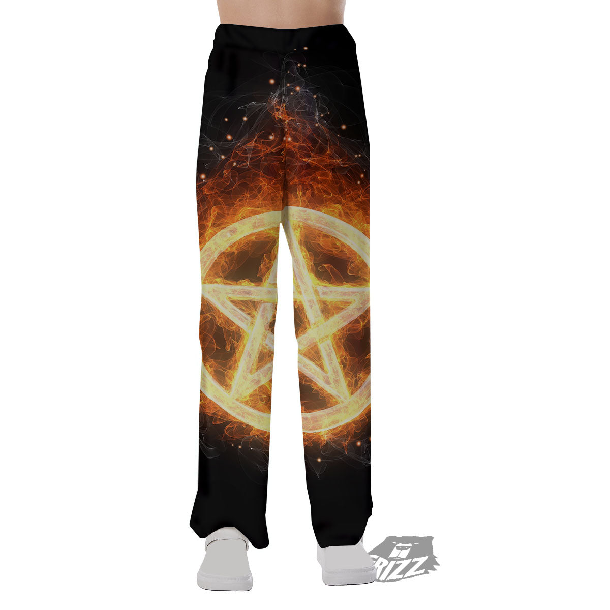 Pentagram Flame Print Pajama Pants-grizzshop
