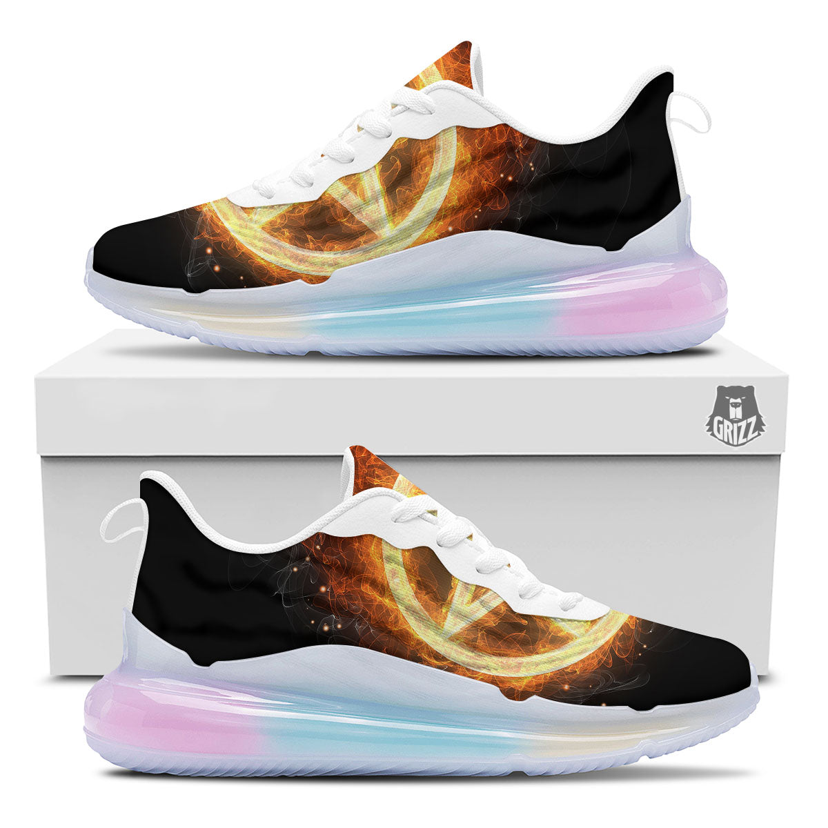 Pentagram Flame Print Running Sneakers-grizzshop