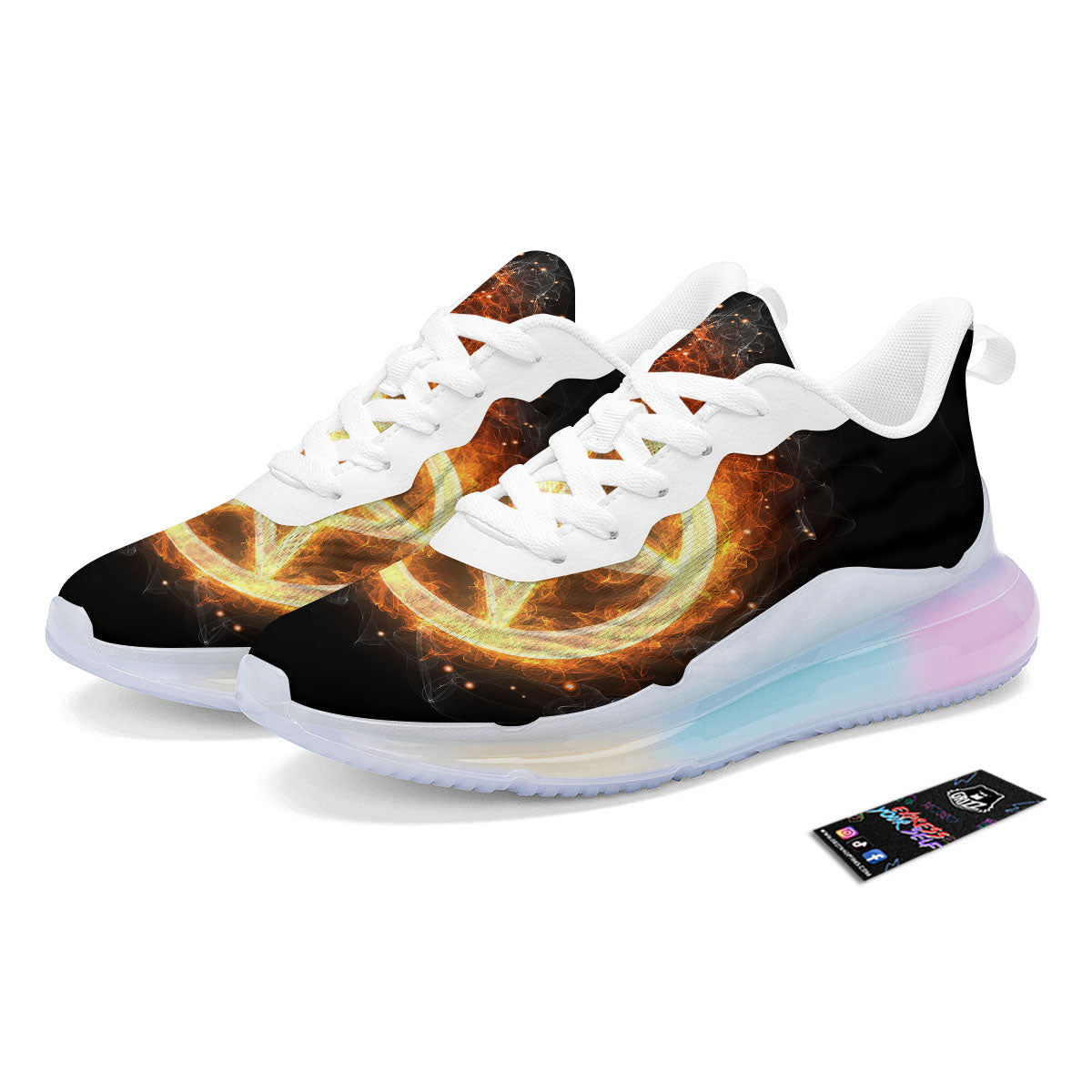 Pentagram Flame Print Running Sneakers-grizzshop