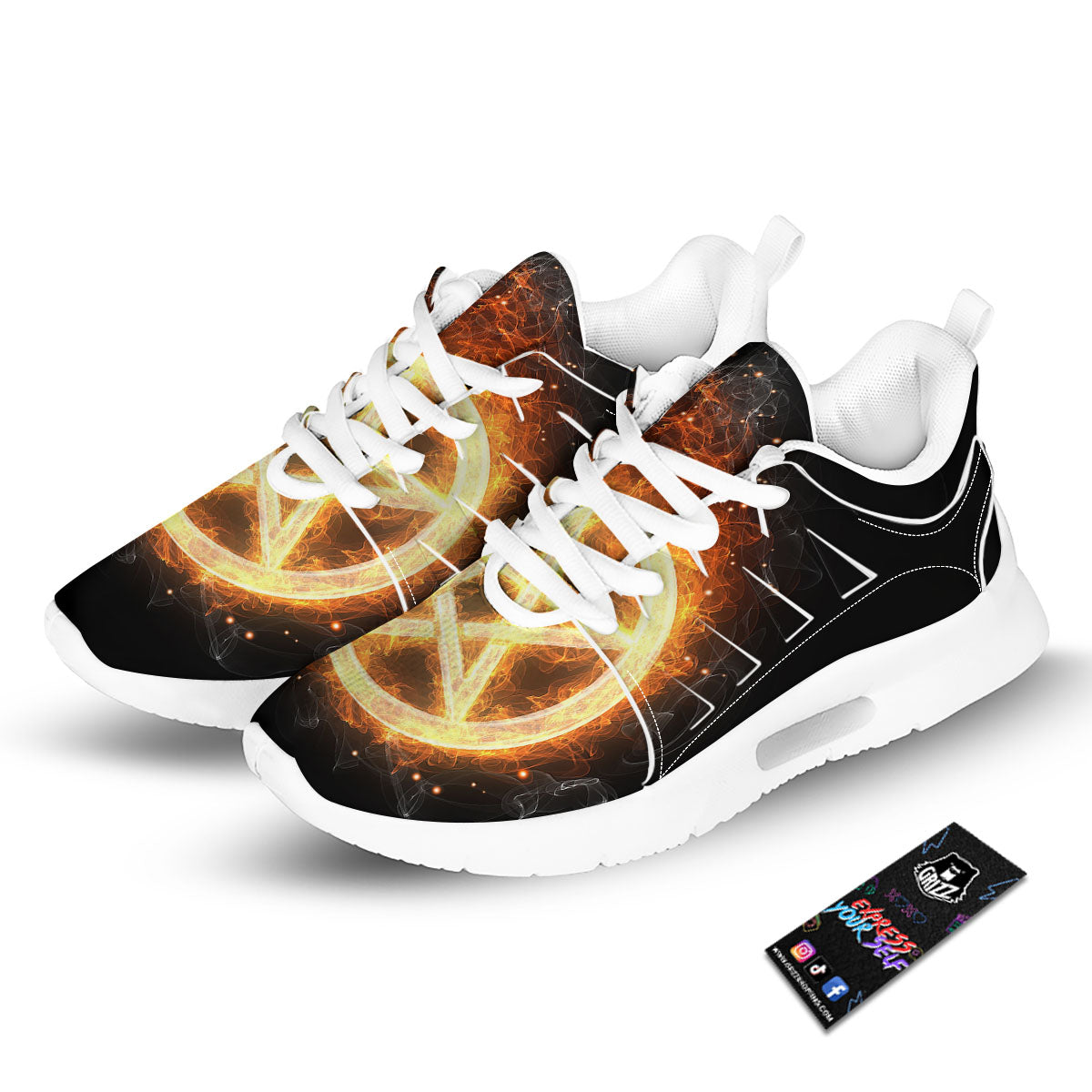 Pentagram Flame Print Tennis Shoes-grizzshop