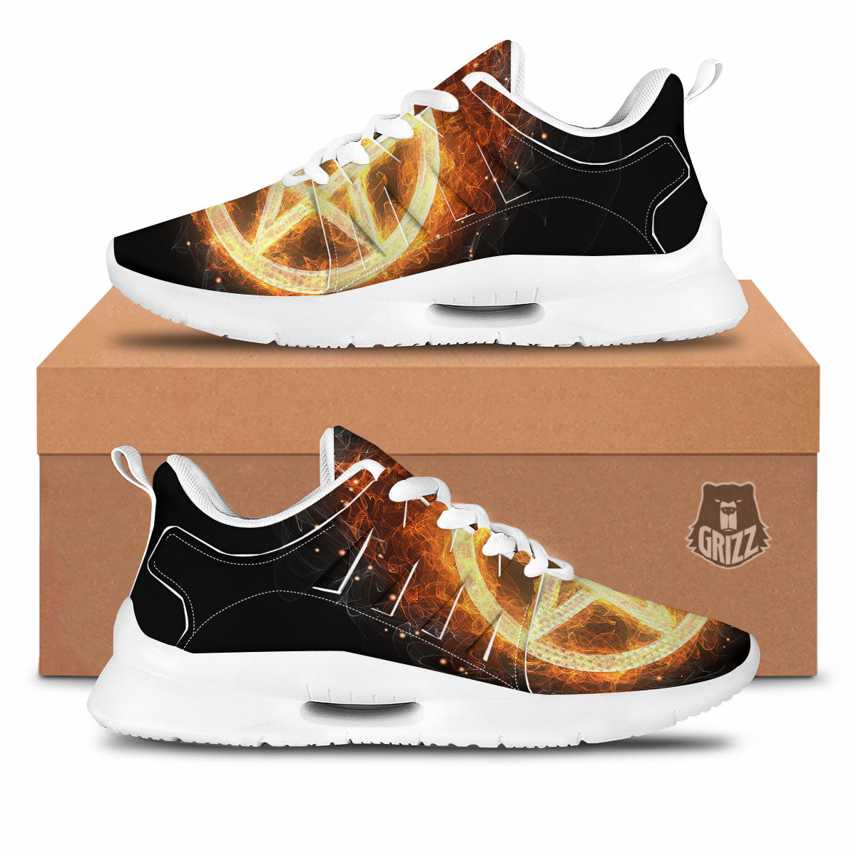 Pentagram Flame Print Tennis Shoes-grizzshop