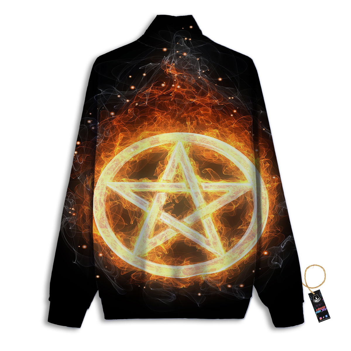 Pentagram Flame Print Track Jacket-grizzshop