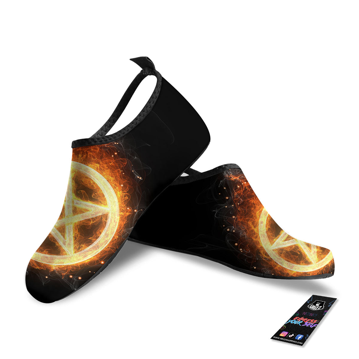 Pentagram Flame Print Water Shoes-grizzshop
