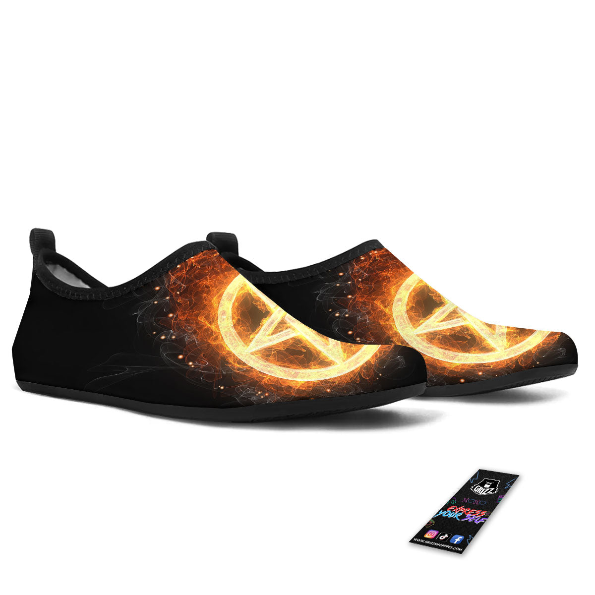 Pentagram Flame Print Water Shoes-grizzshop