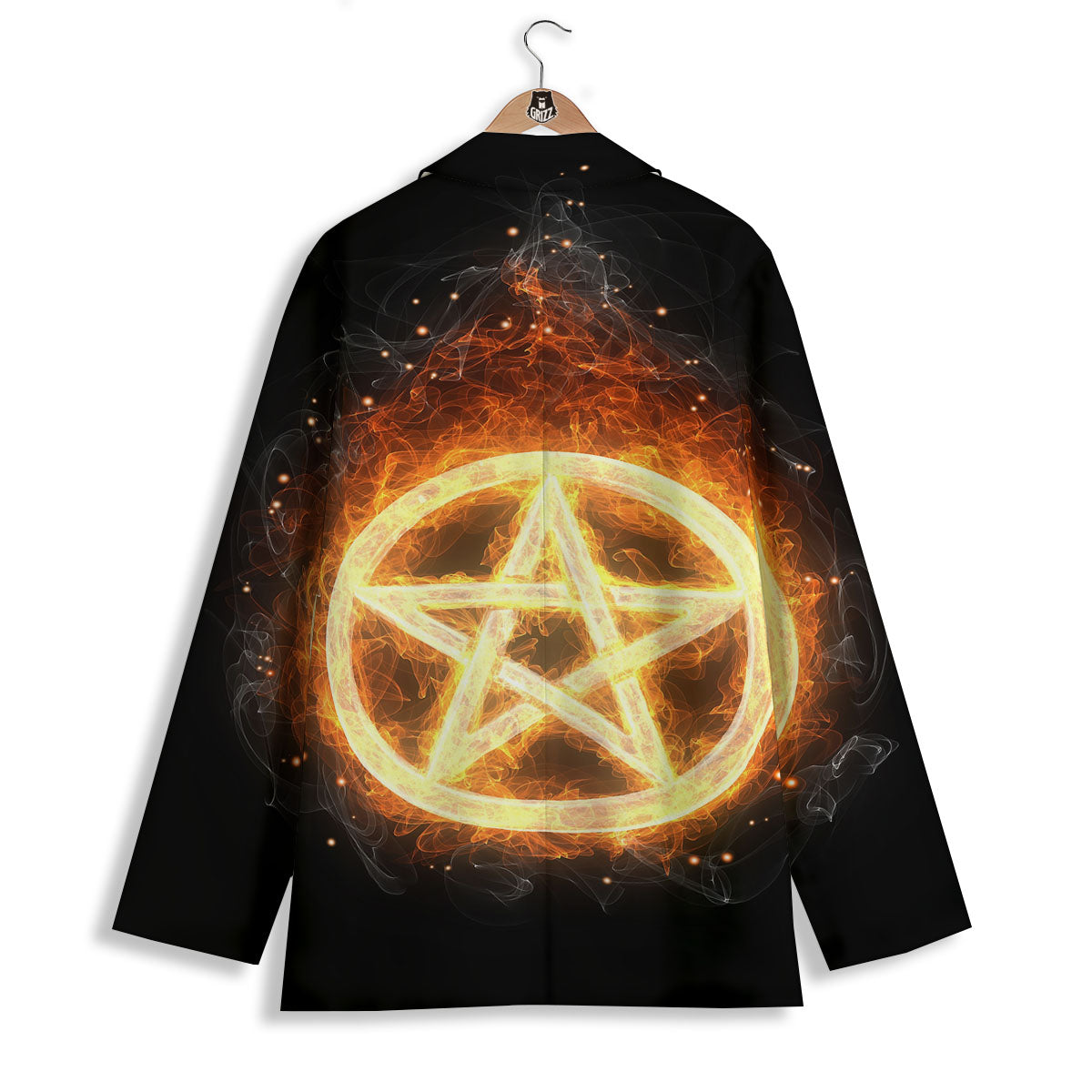 Pentagram Flame Print Women's Blazer-grizzshop