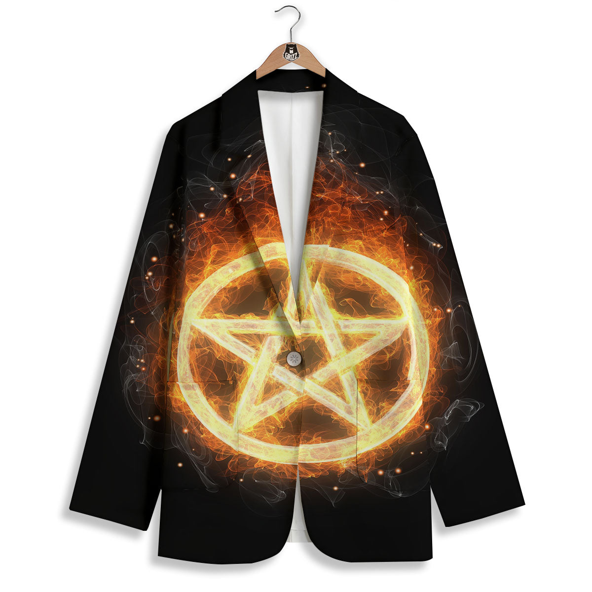 Pentagram Flame Print Women's Blazer-grizzshop