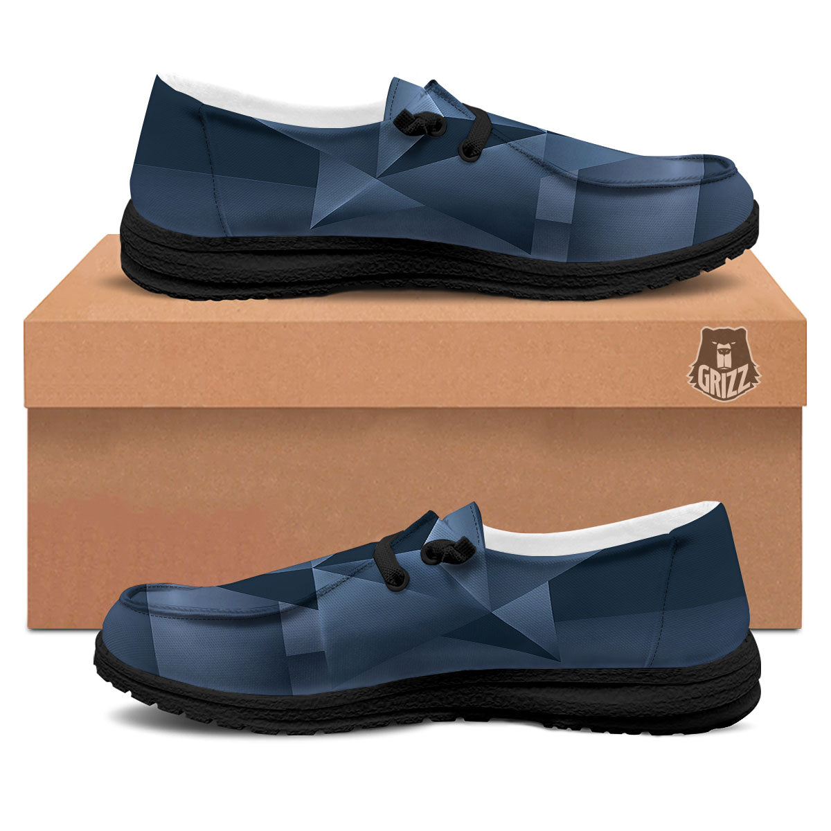 Pentagram Geometric Inverted Print Black Loafers-grizzshop