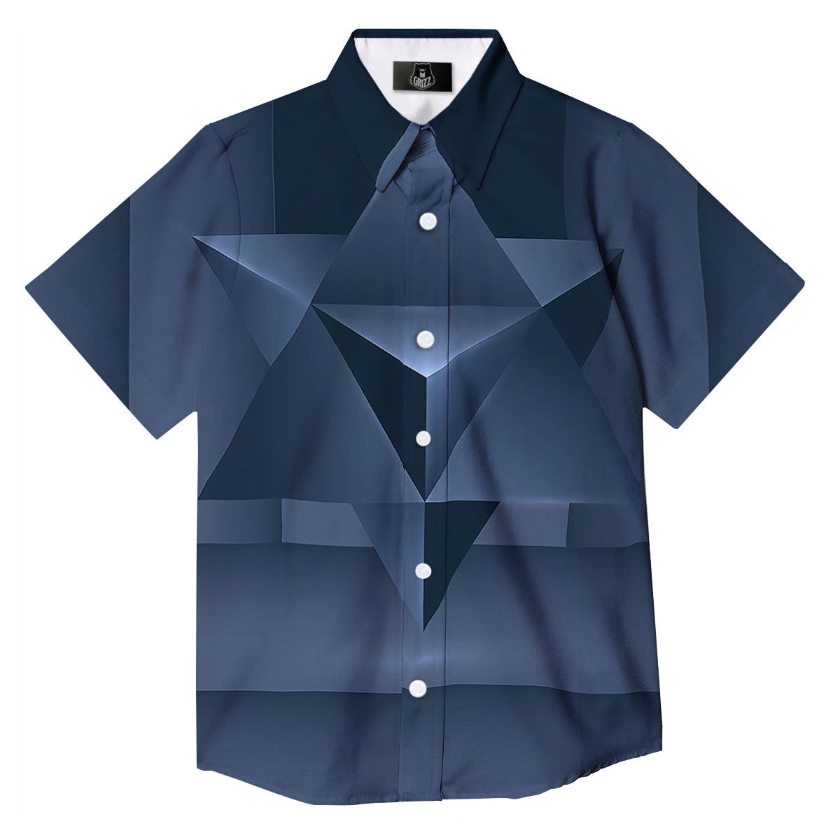 Pentagram Geometric Inverted Print Button Up Shirt-grizzshop