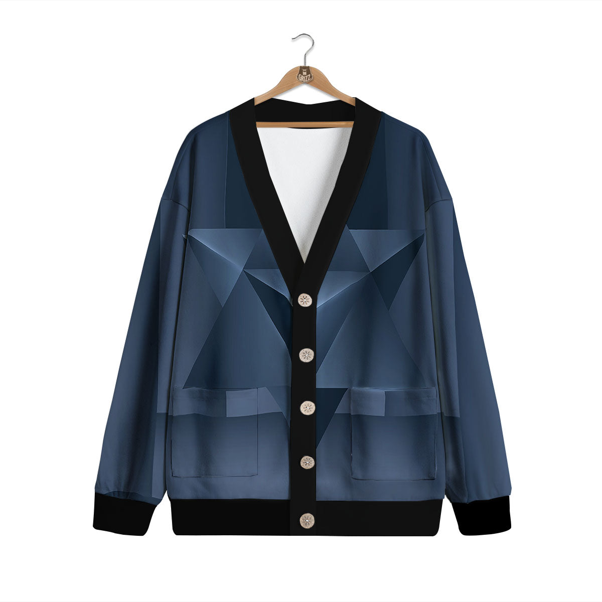 Pentagram Geometric Inverted Print Cardigan-grizzshop