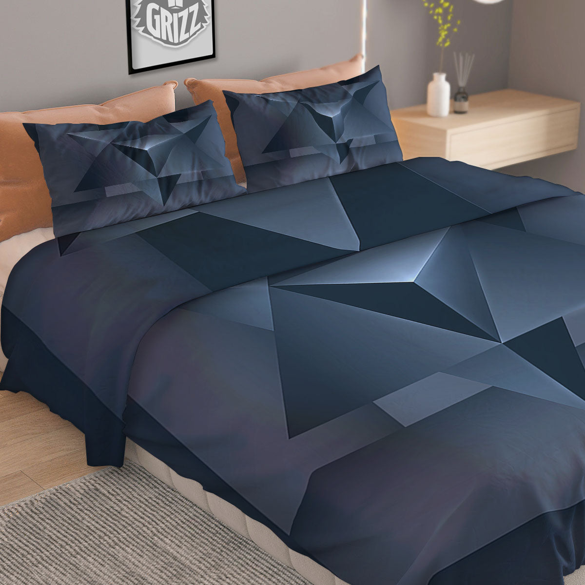 Pentagram Geometric Inverted Print Duvet Cover Bedding Set