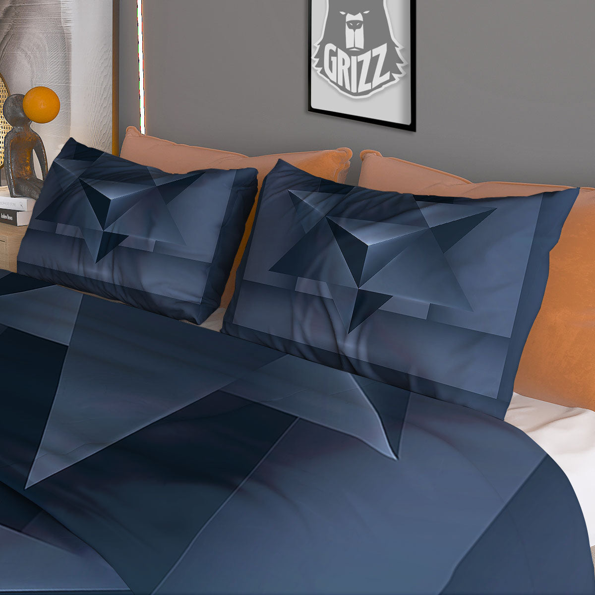 Pentagram Geometric Inverted Print Duvet Cover Bedding Set