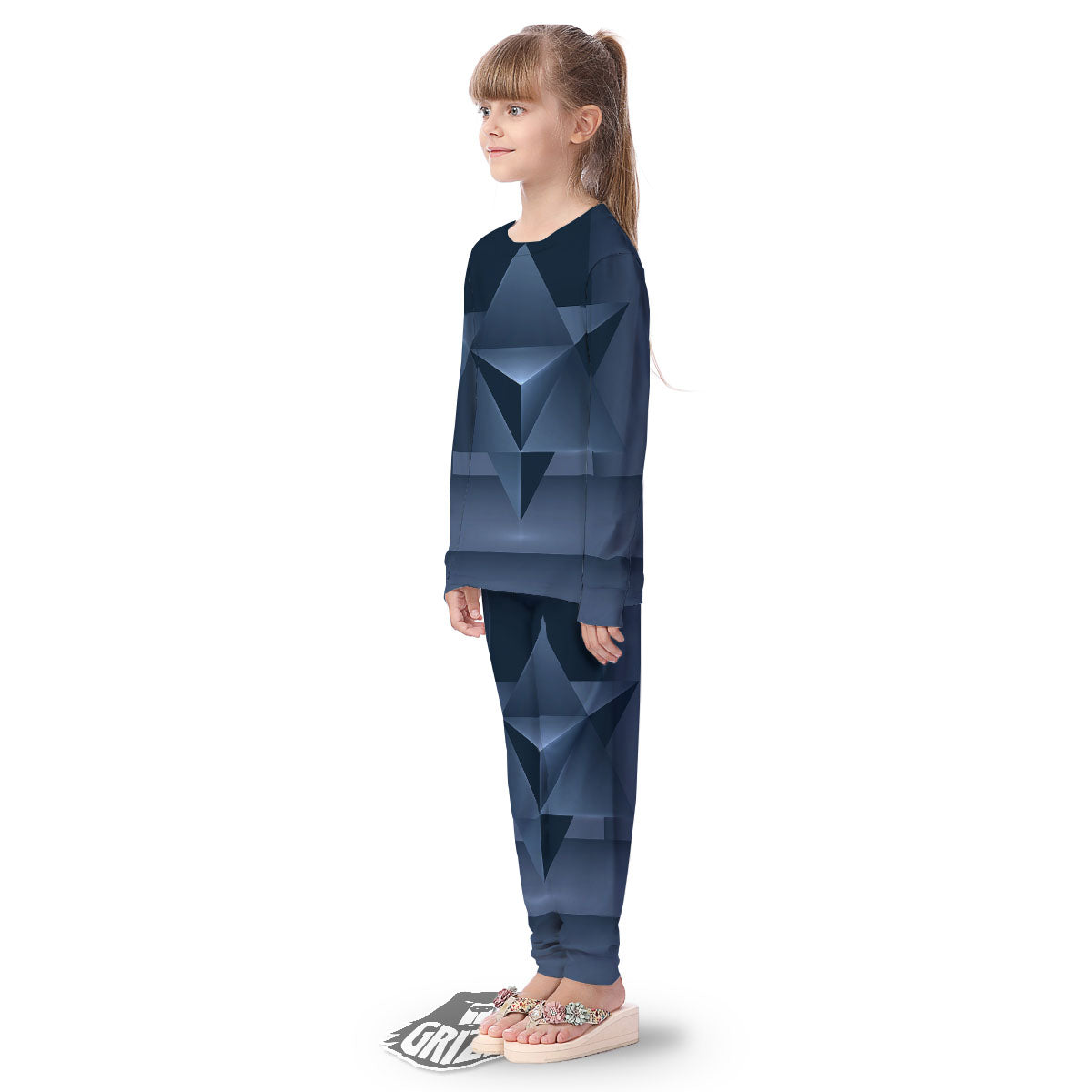 Pentagram Geometric Inverted Print Kid's Pajamas-grizzshop
