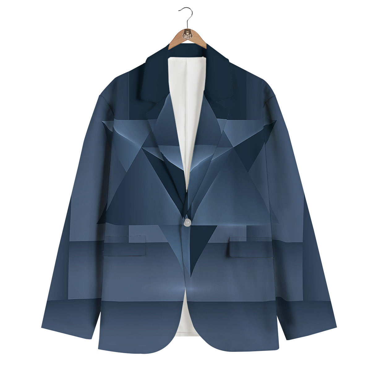 Pentagram Geometric Inverted Print Men's Blazer-grizzshop