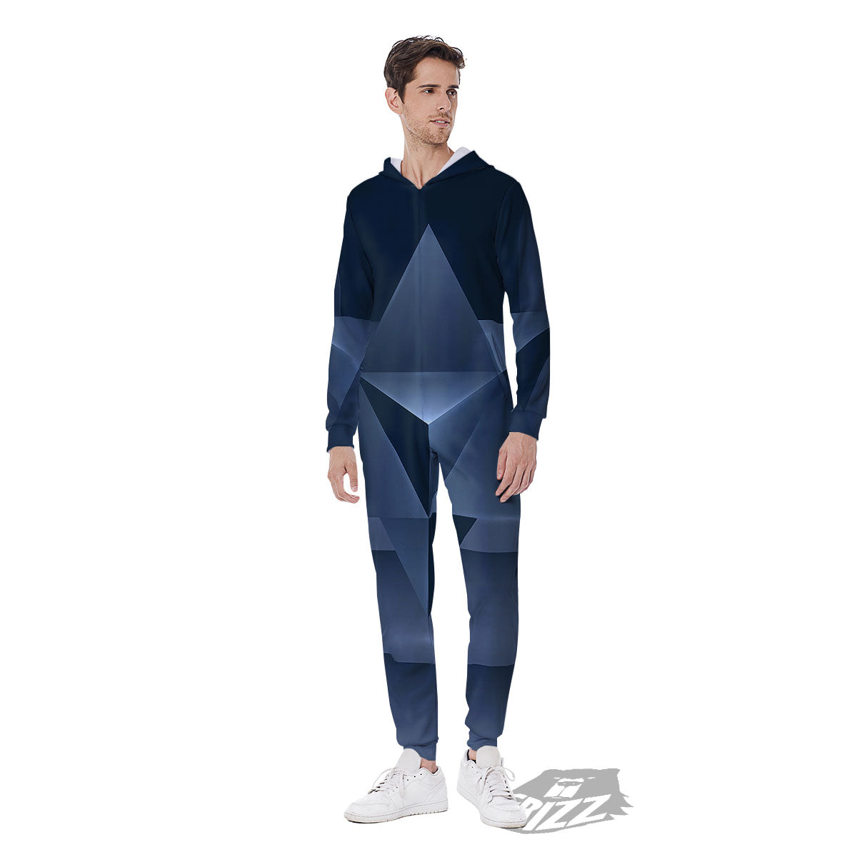 Pentagram Geometric Inverted Print Men's Jumpsuit-grizzshop