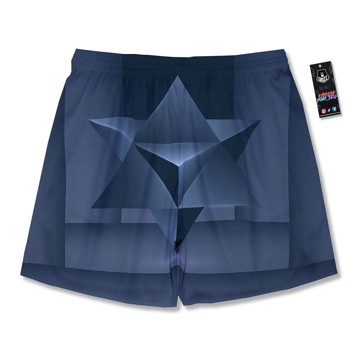 Pentagram Geometric Inverted Print Men's Running Shorts-grizzshop