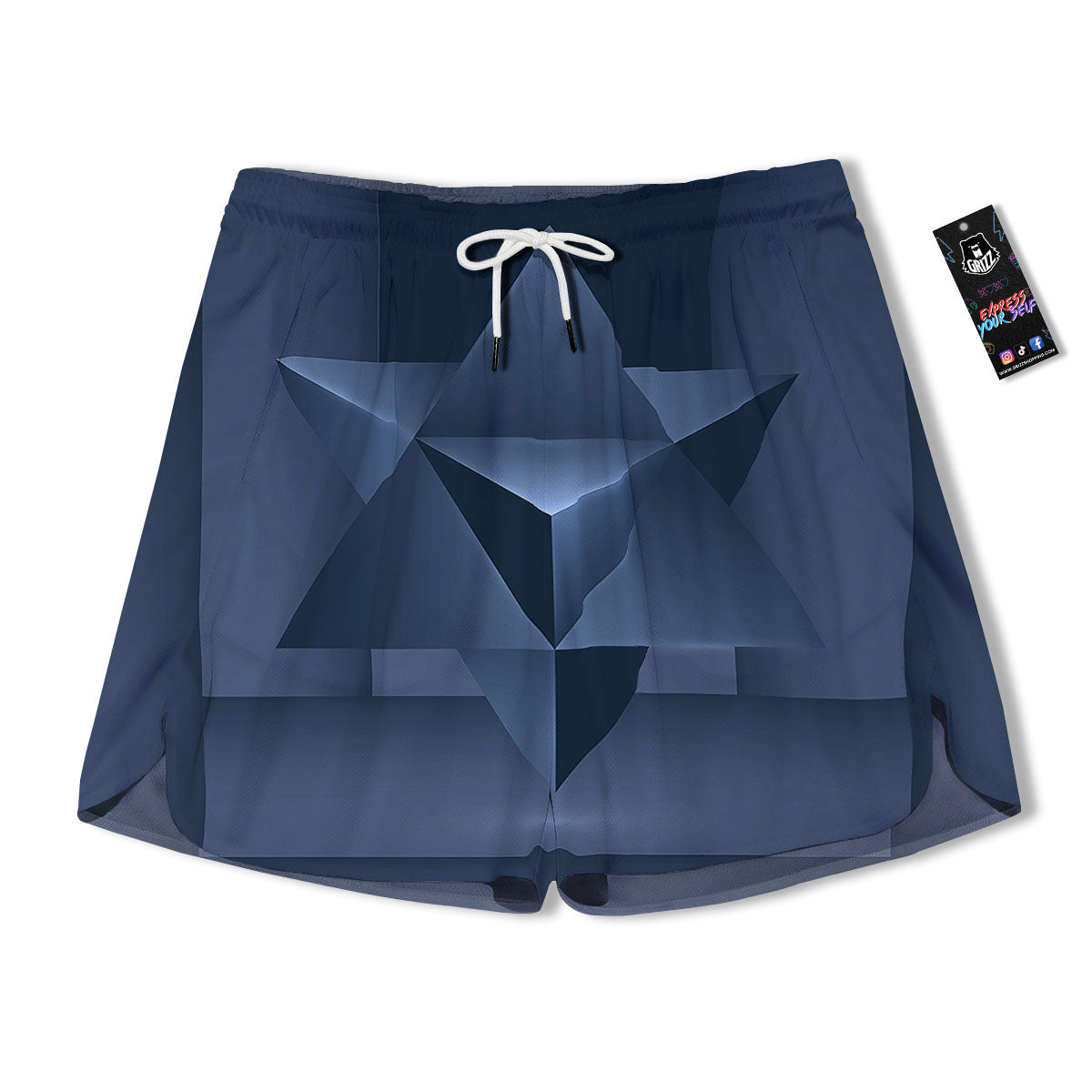 Pentagram Geometric Inverted Print Men's Running Shorts-grizzshop