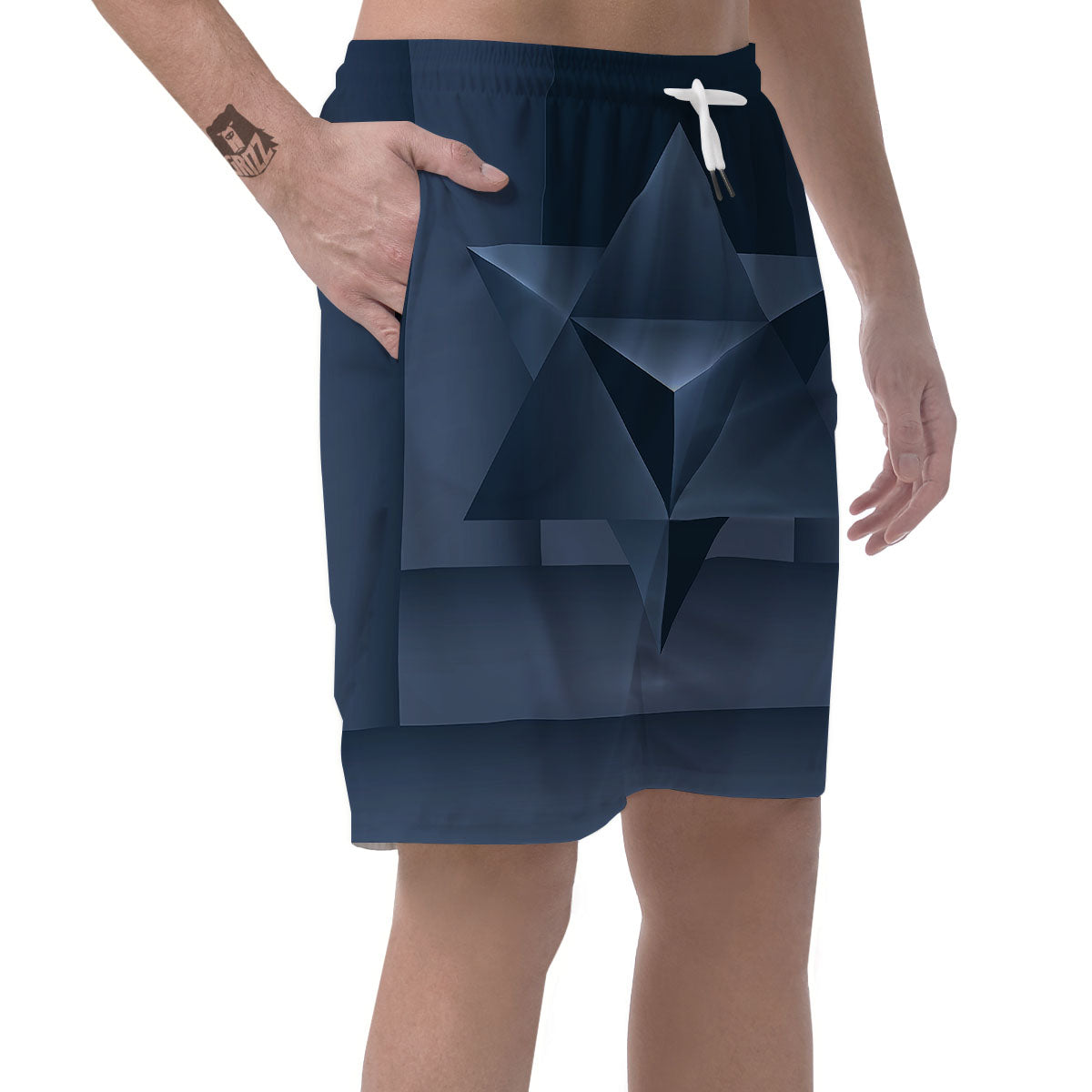 Pentagram Geometric Inverted Print Men's Shorts-grizzshop