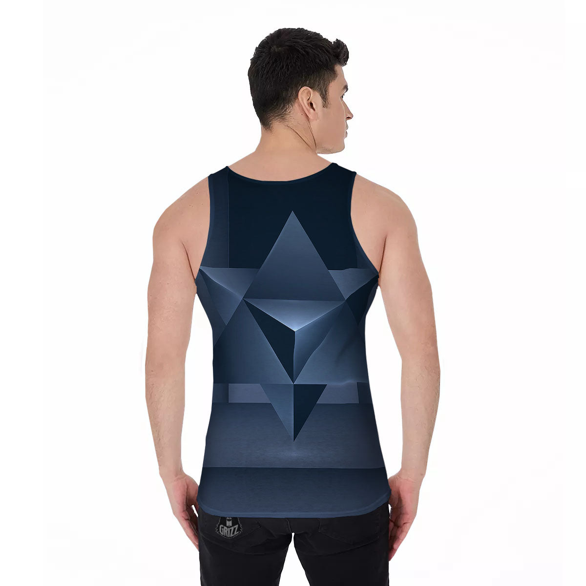 Pentagram Geometric Inverted Print Men's Tank Top-grizzshop