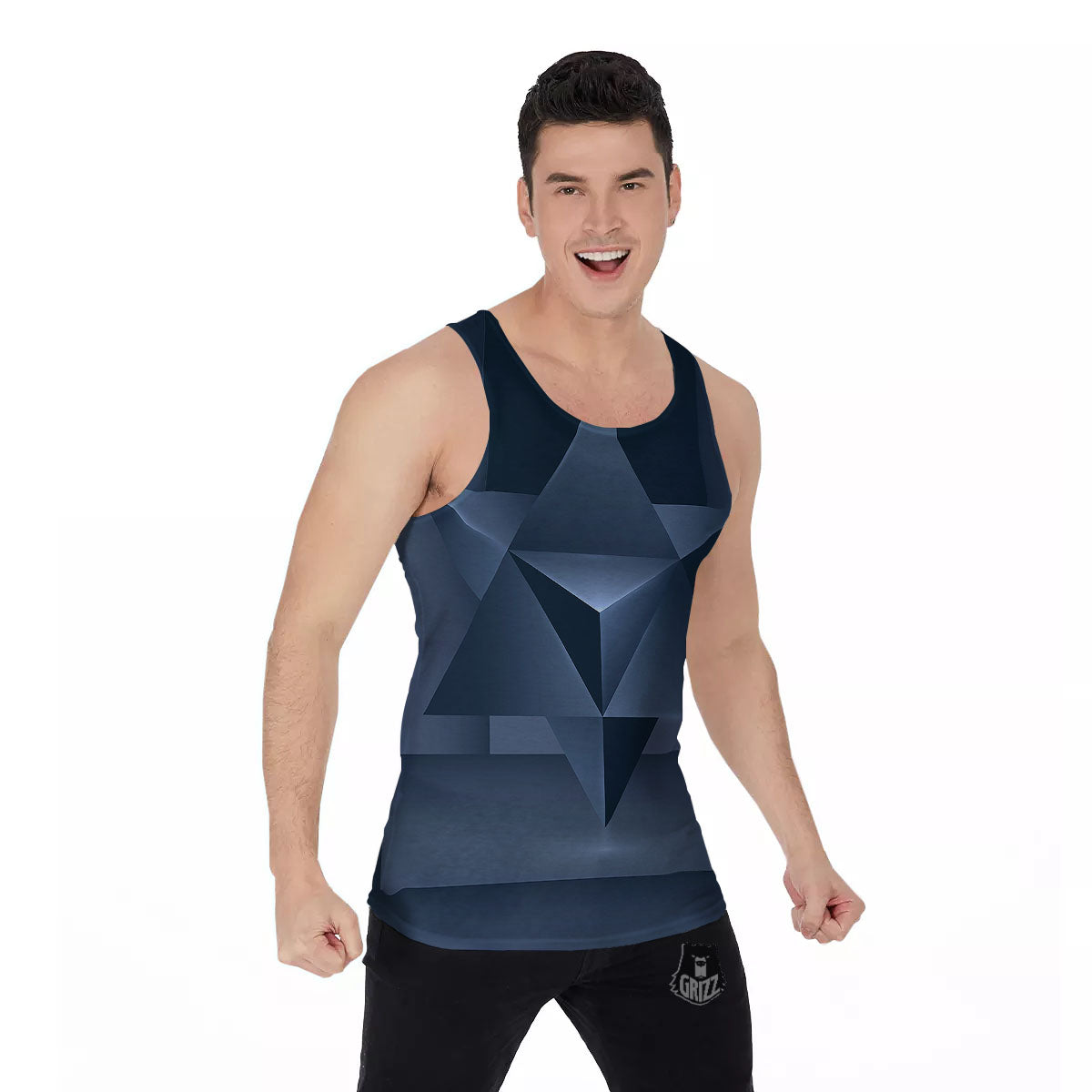 Pentagram Geometric Inverted Print Men's Tank Top-grizzshop