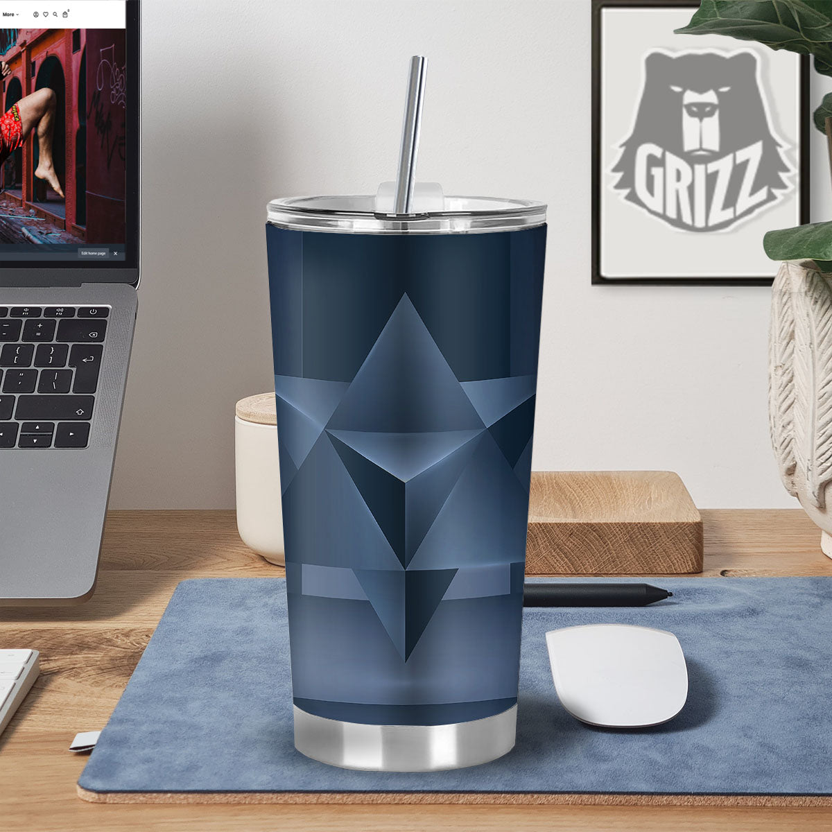 Pentagram Geometric Inverted Print Tumbler-grizzshop