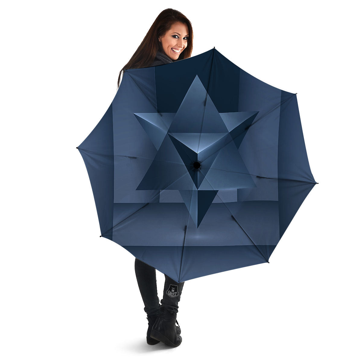 Pentagram Geometric Inverted Print Umbrella-grizzshop