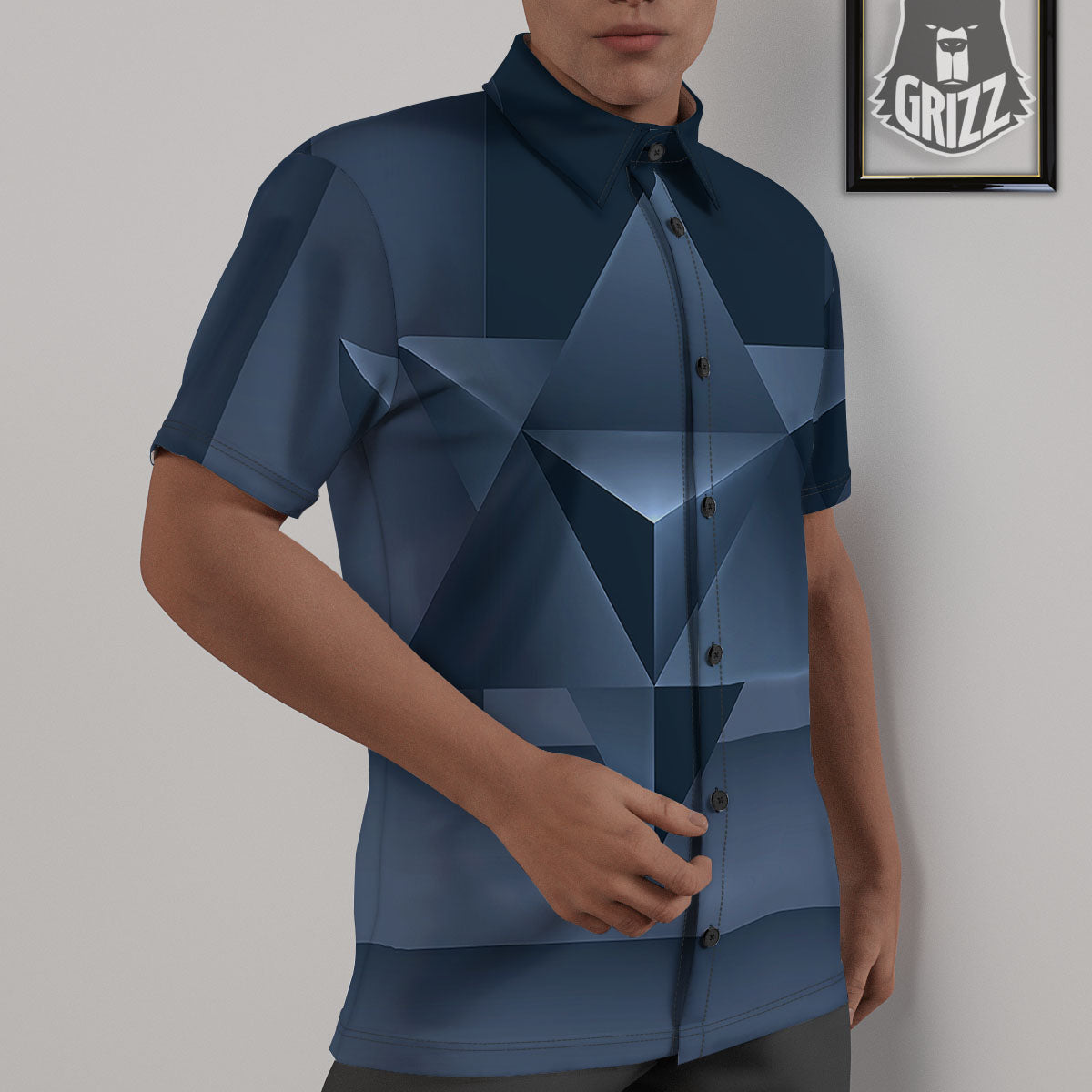 Pentagram Geometric Inverted Print Untucked Shirts-grizzshop