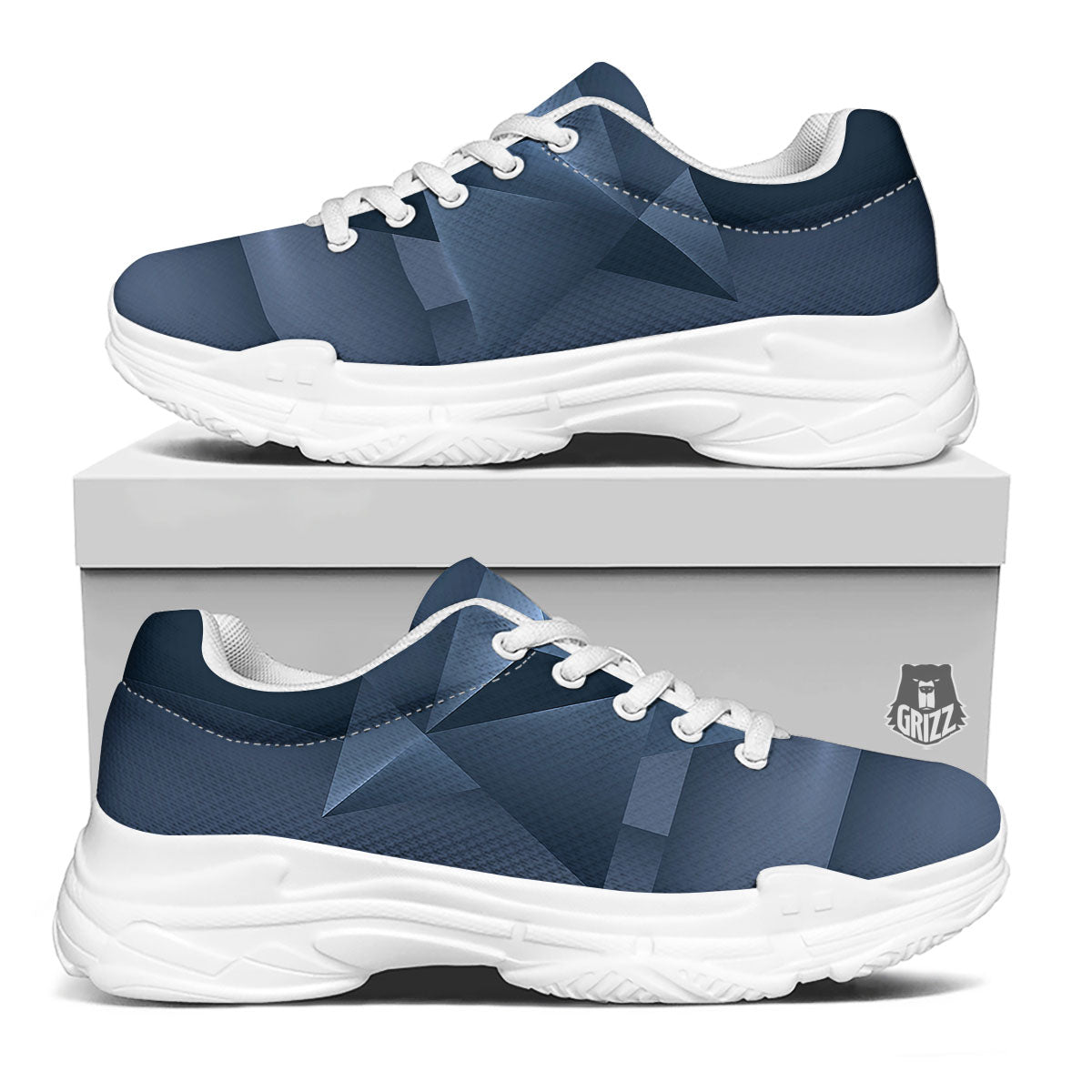 Pentagram Geometric Inverted Print White Chunky Shoes-grizzshop