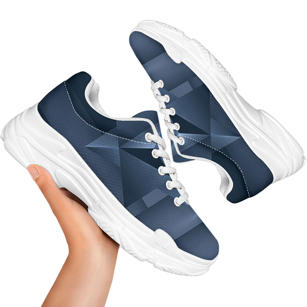 Pentagram Geometric Inverted Print White Chunky Shoes-grizzshop