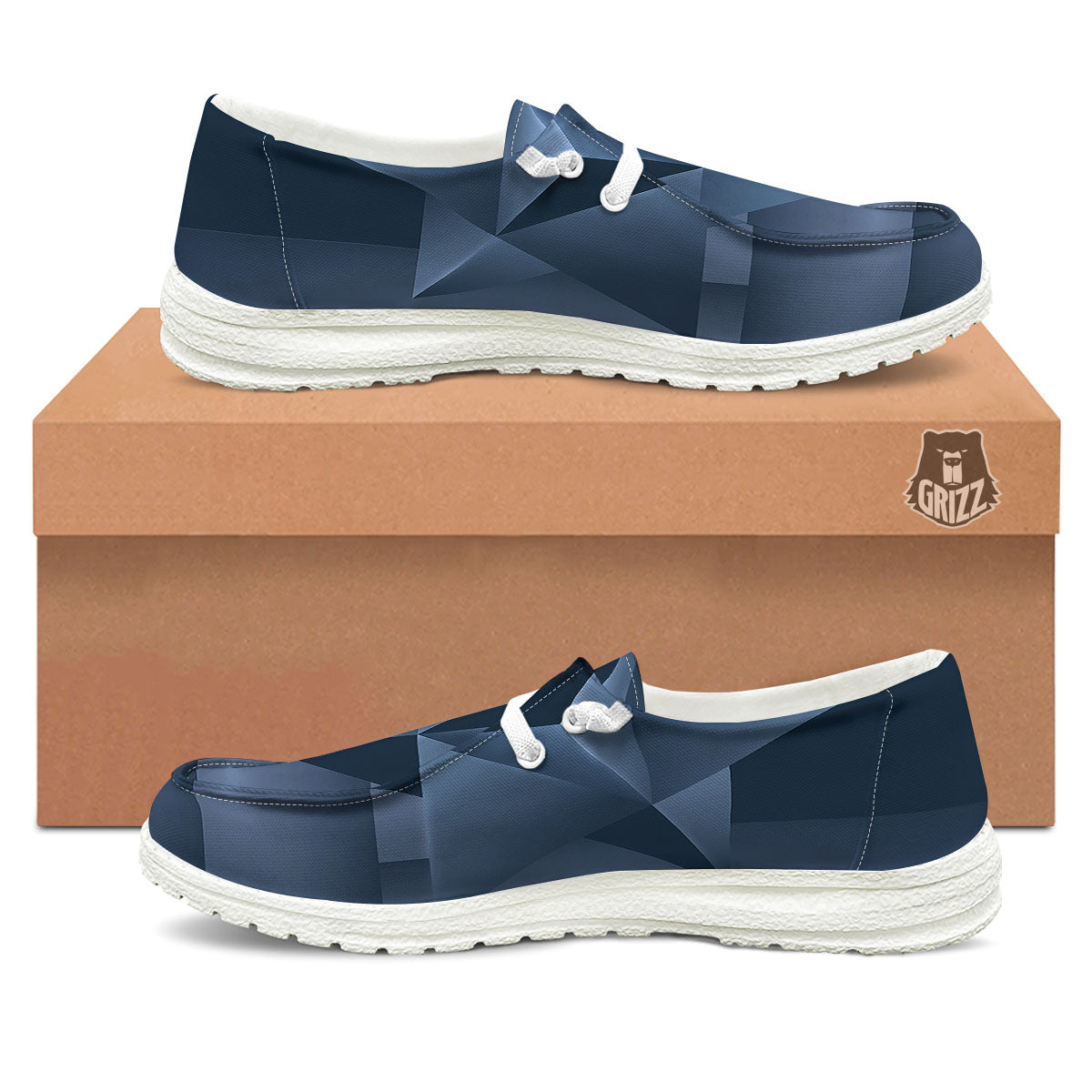 Pentagram Geometric Inverted Print White Loafers-grizzshop
