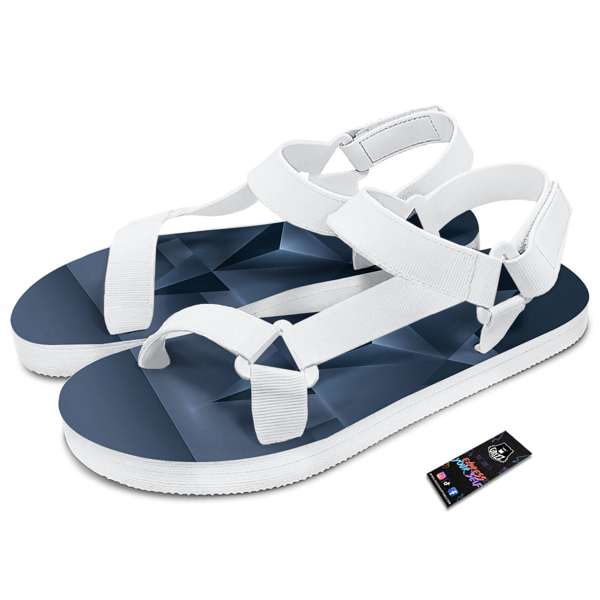 Pentagram Geometric Inverted Print White Open Toe Sandals-grizzshop