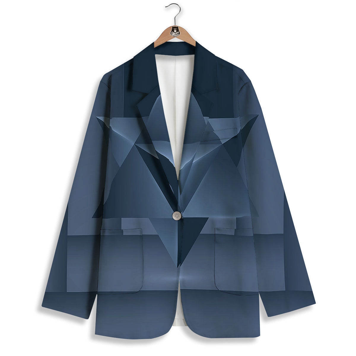 Pentagram Geometric Inverted Print Women's Blazer-grizzshop