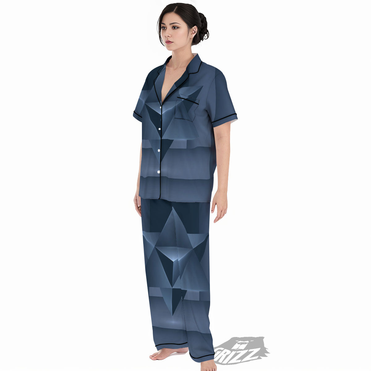 Pentagram Geometric Inverted Print Women's Pajamas Set-grizzshop