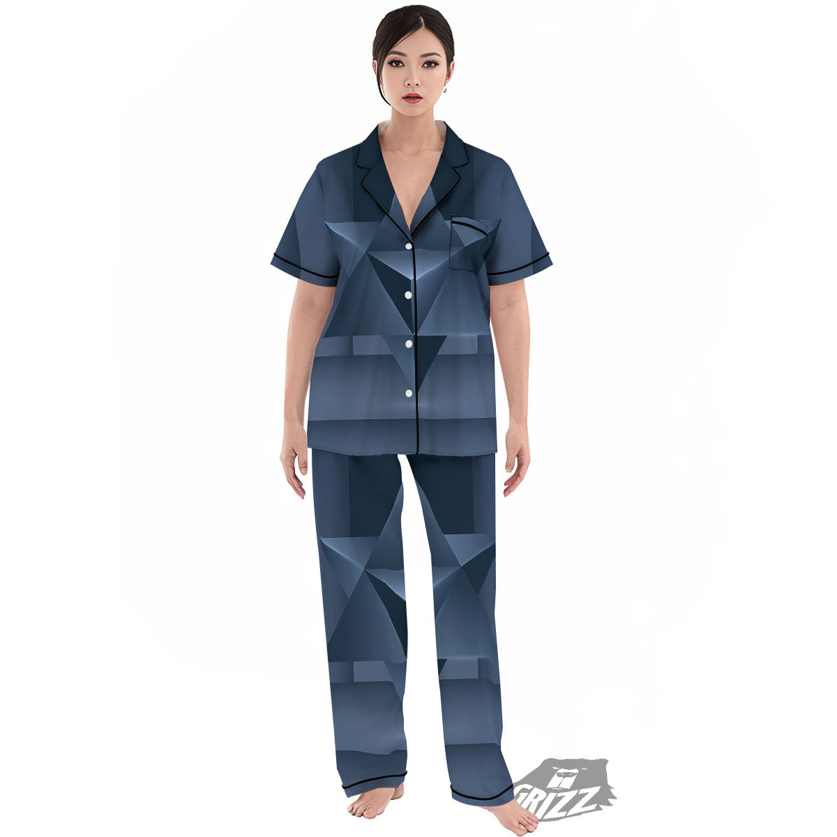 Pentagram Geometric Inverted Print Women's Pajamas Set-grizzshop