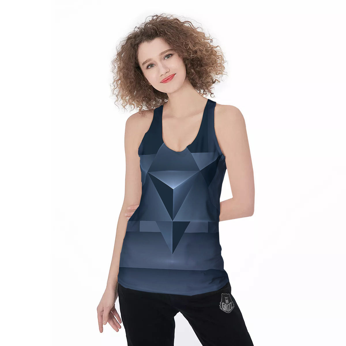 Pentagram Geometric Inverted Print Women's Racerback Tank Top-grizzshop