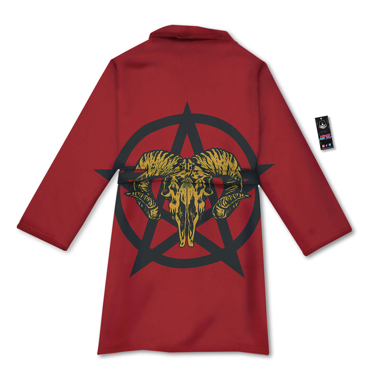 Pentagram Goat Skull Print Bathrobe-grizzshop