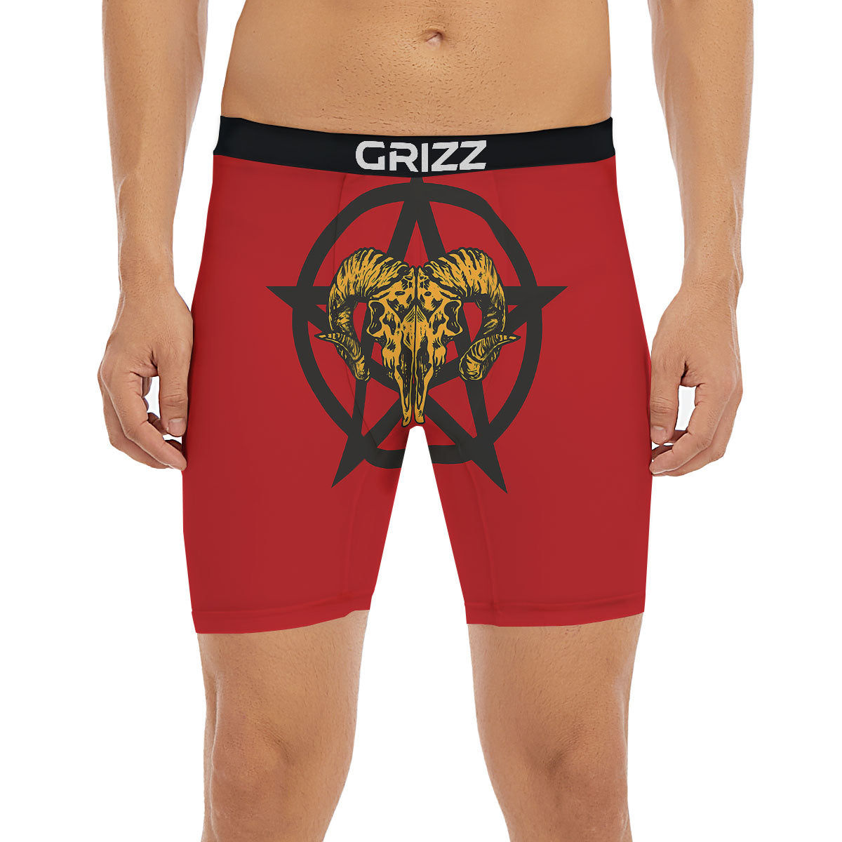 Pentagram Goat Skull Print Boxer Briefs-grizzshop