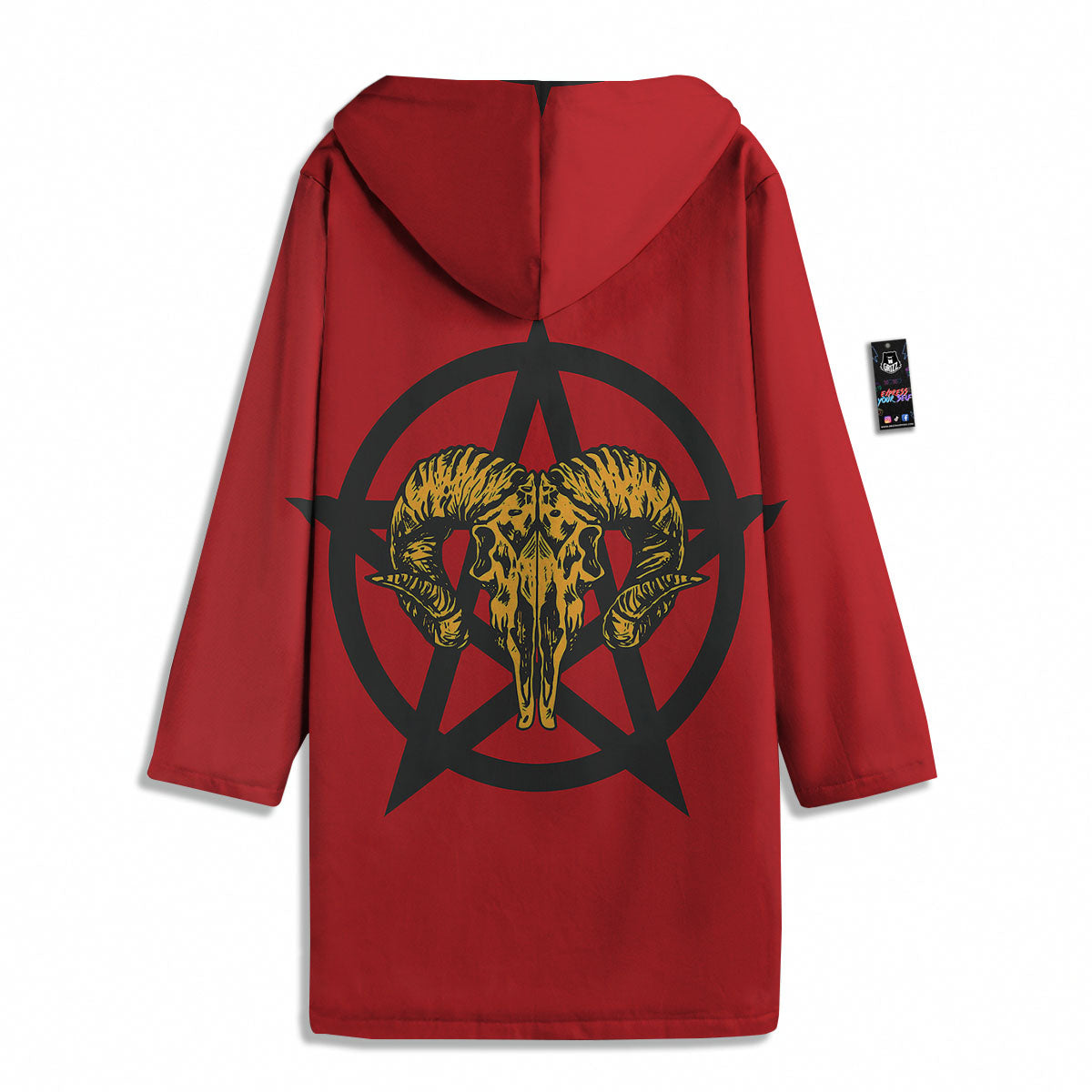 Pentagram Goat Skull Print Men's Windbreaker Jacket-grizzshop