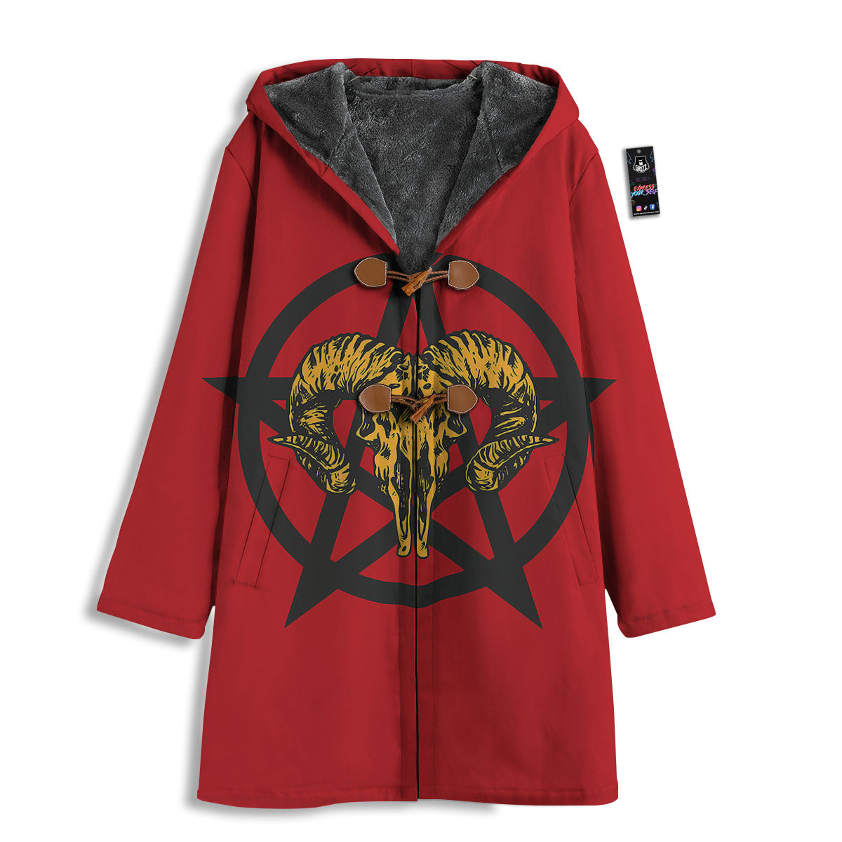 Pentagram Goat Skull Print Men's Windbreaker Jacket-grizzshop