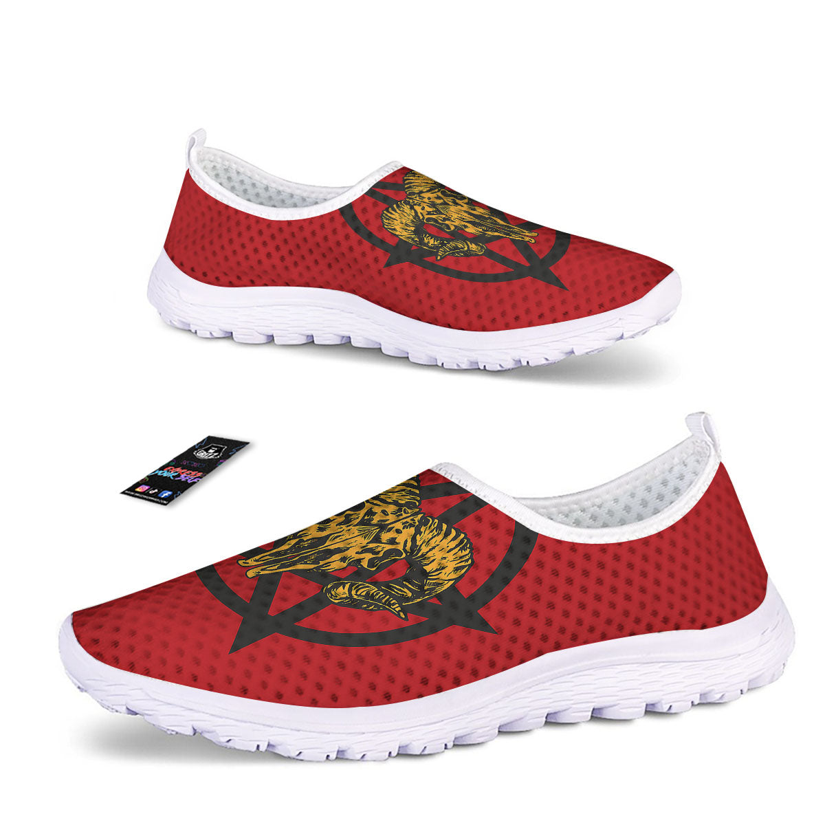 Pentagram Goat Skull Print Nurse Shoes-grizzshop