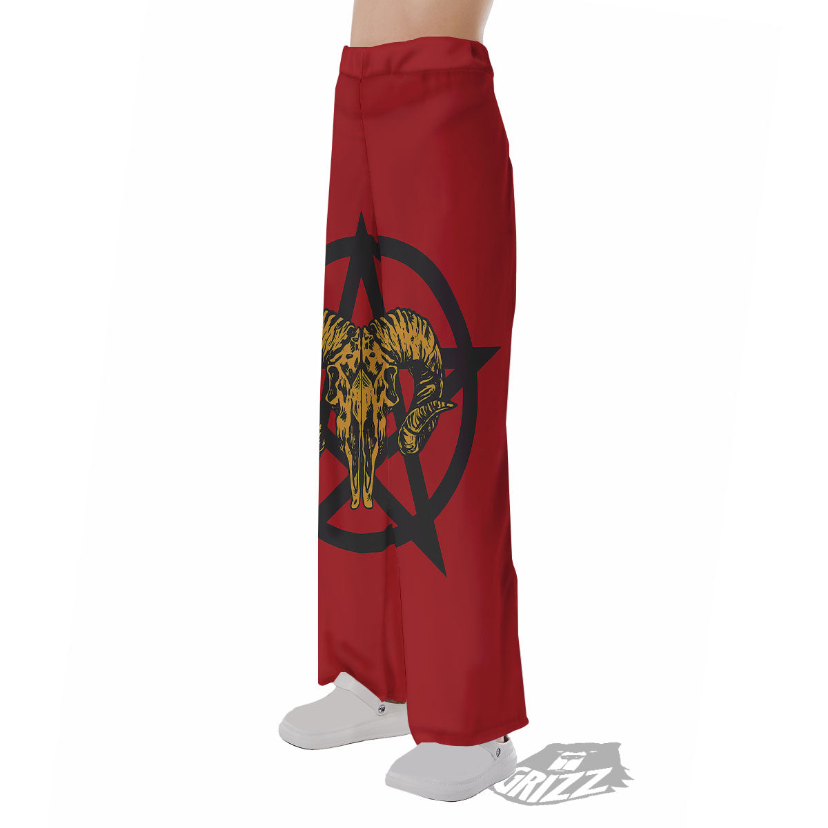 Pentagram Goat Skull Print Pajama Pants-grizzshop
