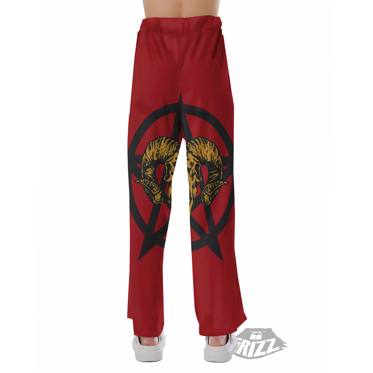 Pentagram Goat Skull Print Pajama Pants-grizzshop